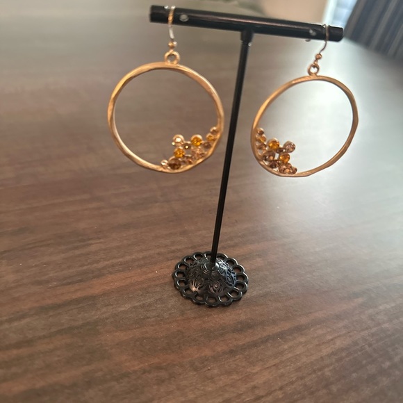 Cache Gold Rhinestone Earrings - Picture 11 of 11